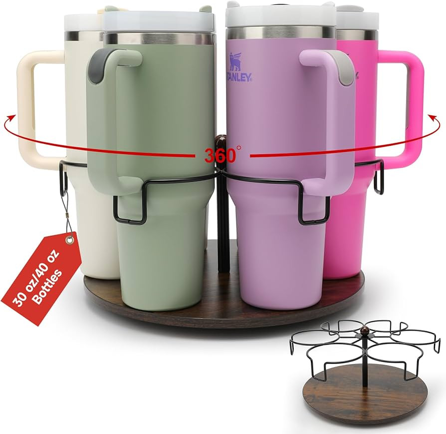 Water Bottle Organizer for Stanley 40 oz /30 oz, Rotatable Stanley Cup Organizer Holder for Kitch... | Amazon (US)