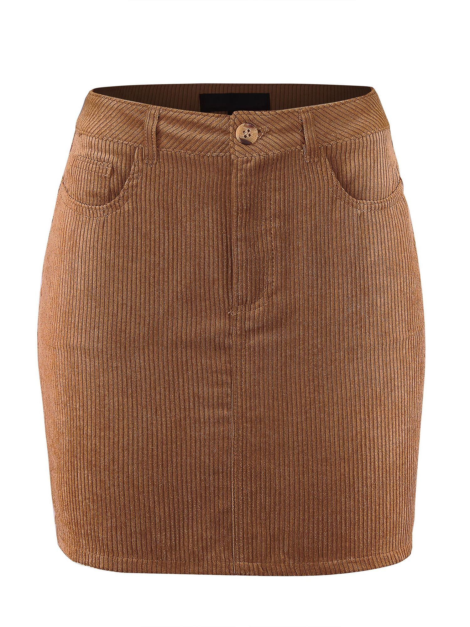 FashionMille Women Solid Corduroy Comfy High Waist Pocket A Line Mini Skirt - Walmart.com | Walmart (US)