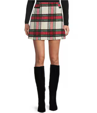 Copper Key Velvet Plaid Mini Skirt | Dillard's | Dillard's