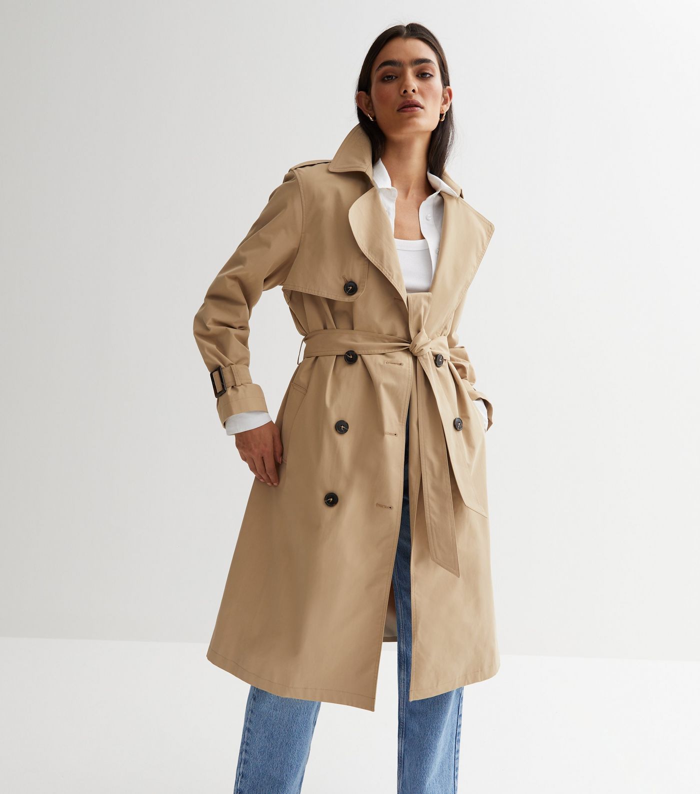 Camel Belted Trench Coat
						
						Add to Saved Items
						Remove from Saved Items | New Look (UK)