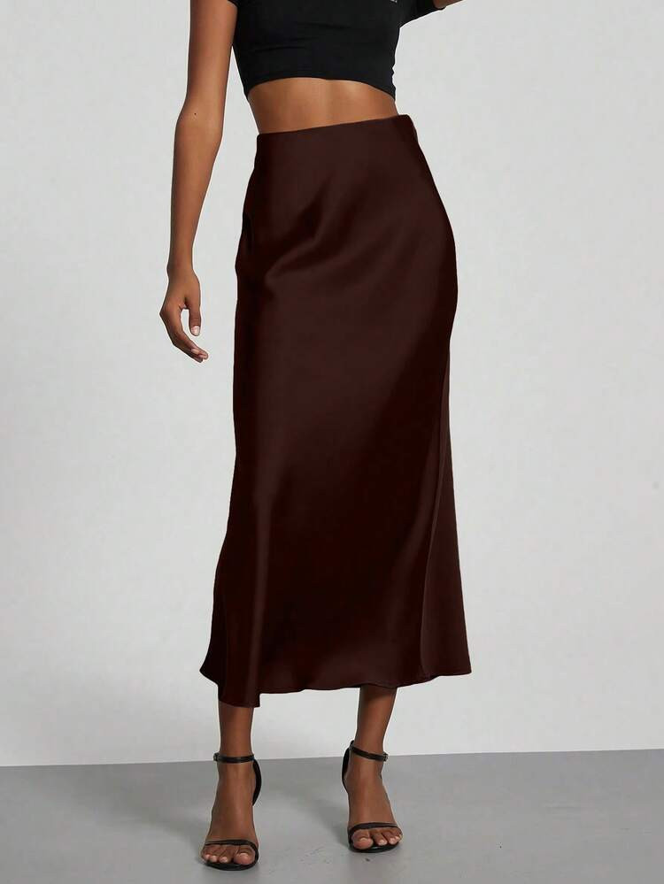Fitted Satin Skirt | SHEIN