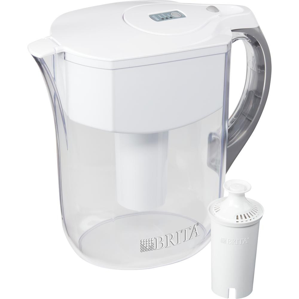 Brita Grand 10-Cup Water Filter Pitcher BPA Free in White | The Home Depot