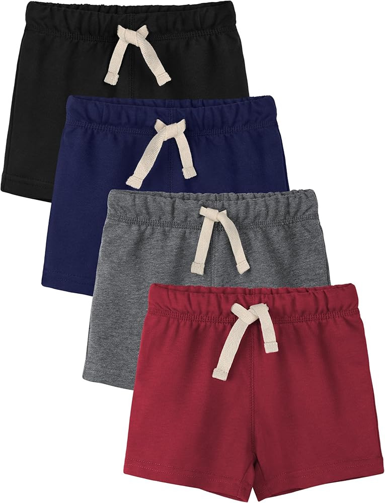 4 Pack Toddler Boys Shorts French Terry Boys Cotton Shorts with Drawstring Casual Elastic Waist | Amazon (US)