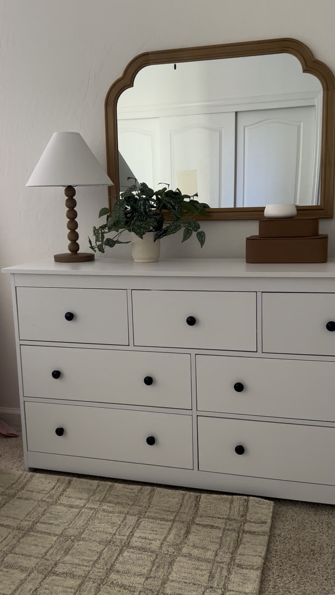 This girls bedroom makeover features a new rug, wallpaper, dresser, lamp, mirror, faux plant, bedding and velvet curtains! #bedroomdesign #bedroommakeover #girlsbedroom 

#LTKHome #LTKFindsUnder100 #LTKFindsUnder50