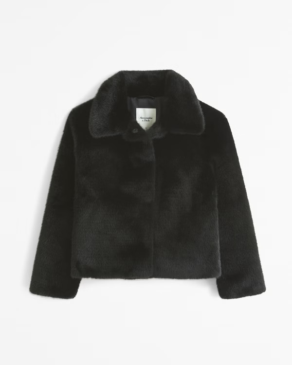 Women's Short Faux Fur Coat | Women's Coats & Jackets | Abercrombie.com | Abercrombie & Fitch (US)