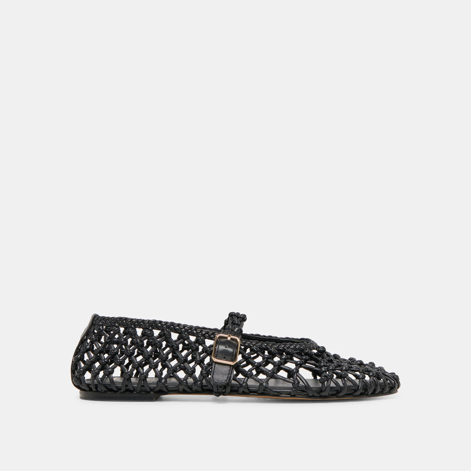 Clair Ballet Flats Black Woven Leather | DolceVita.com