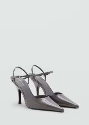 Mango sling back cross strap heel in grey | ASOS (Global)