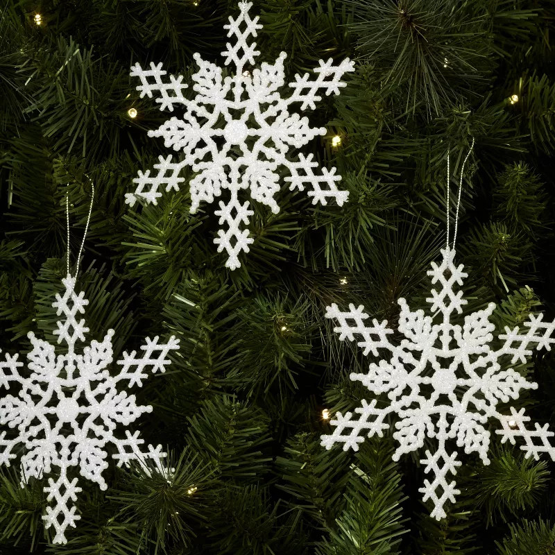 3ct Glittered Snowflake Christmas Ornament Set - Wondershop™ | Target