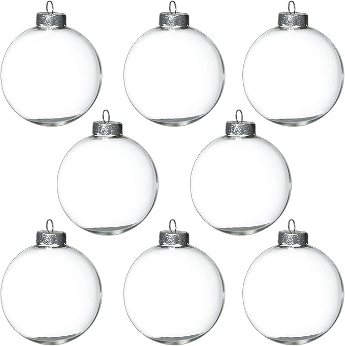 12Pcs Clear Glass Ball Ornaments 3.15 Inch for Crafts DIY, Large 80mm Fillable Ornaments, Clear B... | Amazon (US)