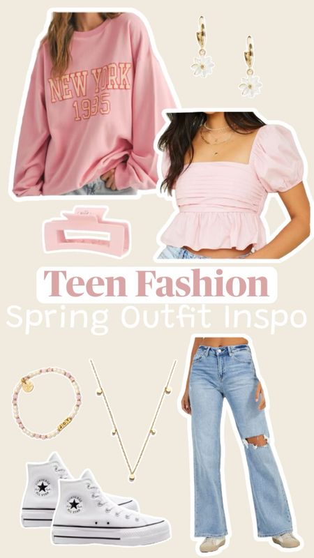 Spring Fashion 🌸 #outfitideas #springfashion #teenfashion #sweatshirt #jeans #teengirloutfit #traveloutfit #springbreakoutfit 

#LTKshoecrush #LTKfamily #LTKSeasonal