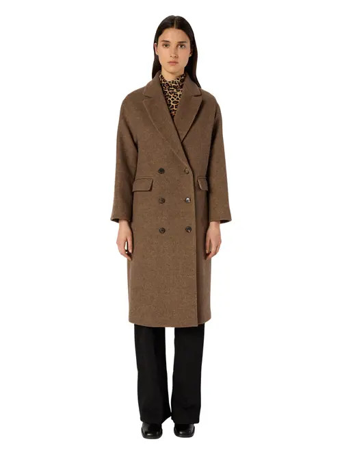 GERARD DAREL Mady Double-Breasted Midi Length Coat in Brown at Nordstrom, Size 4 | Nordstrom