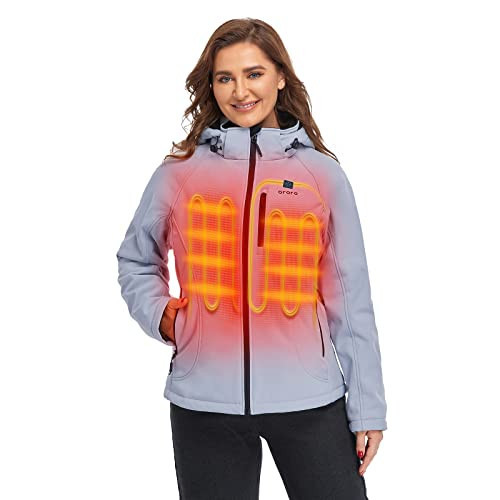 ORORO Women's Heated Jacket with Battery Pack and Detachable Hood, Heating Jacket for Outdoor Hunting Hiking (Grey,3XL) | Amazon (US)
