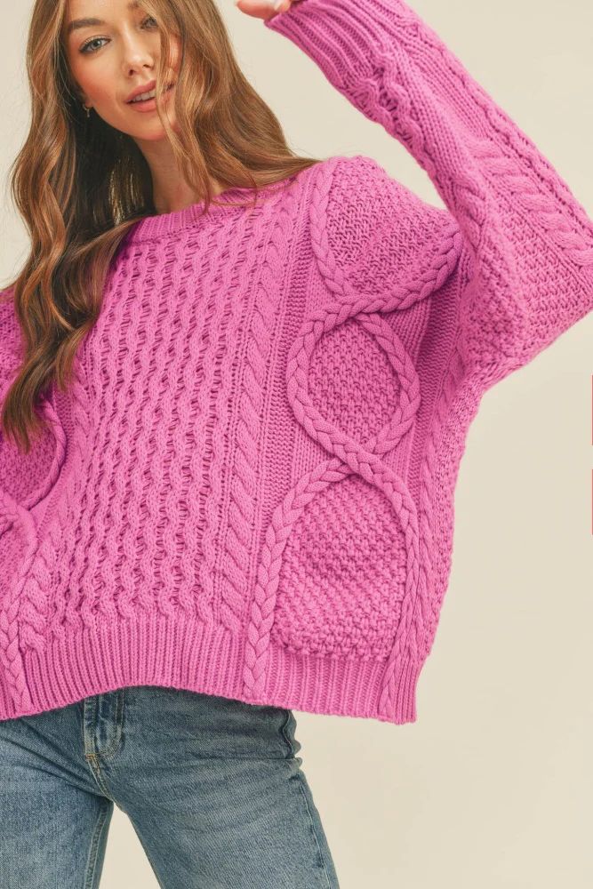 Orchid Mixed Braided Cable Knit Sweater | PinkBlush Maternity