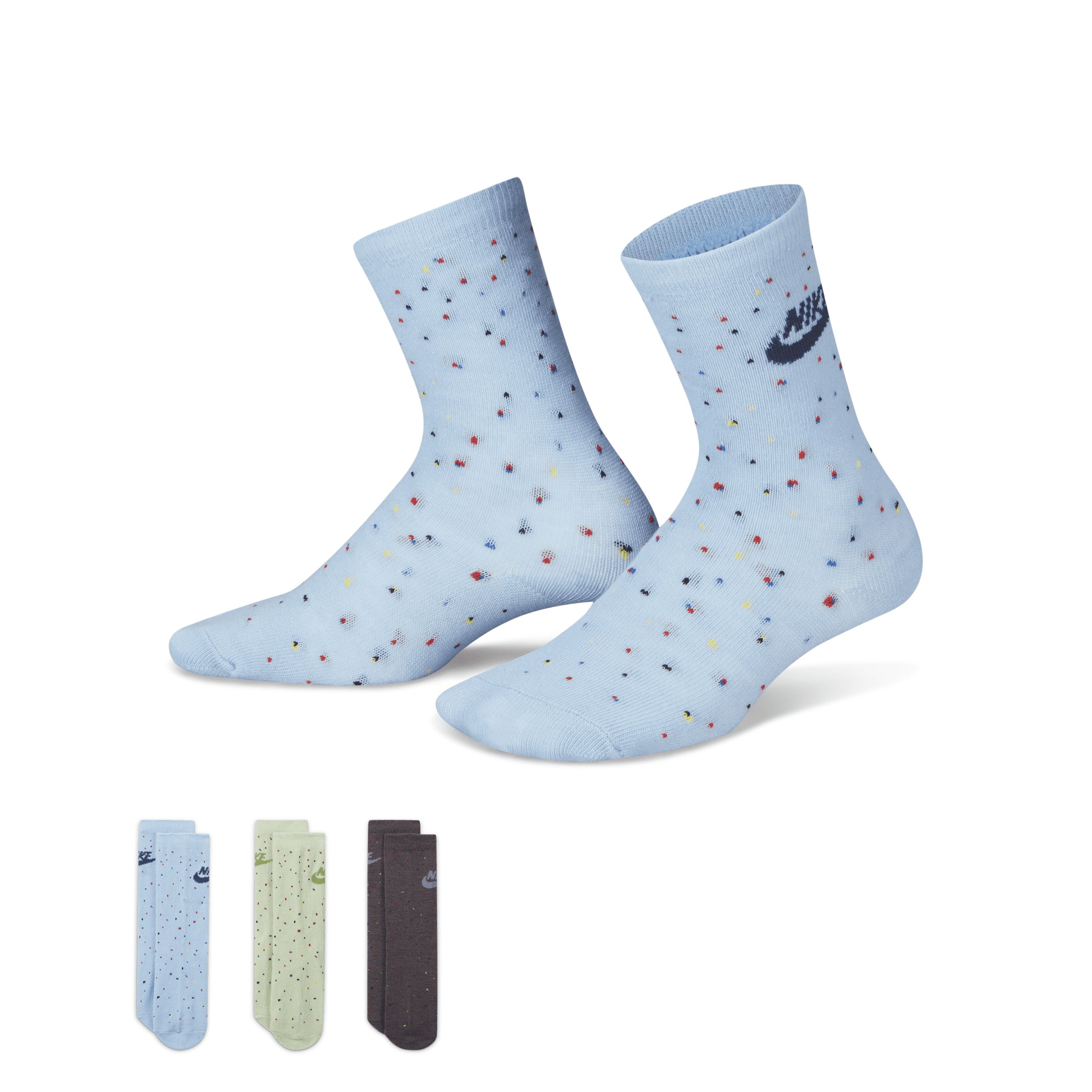 Nike Playlist Capsule Crew Socks Box Set (3 Pairs) Little Kids' Socks in Blue, Size: 7C-10C | BN0828 | Nike (US)