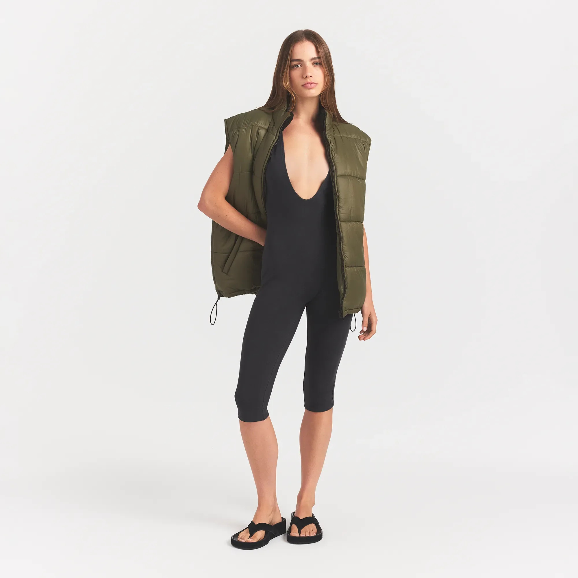 SKIMS Oversized Vest | Green | Small/Medium | Lightweight Puffer | SKIMS (US)