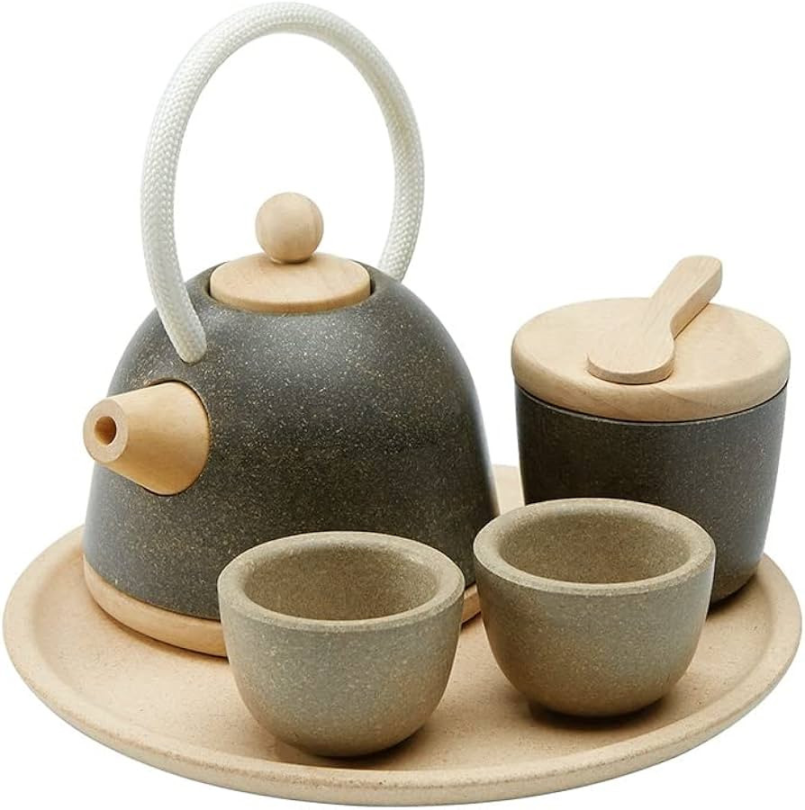 PlanToys Wooden Classic Styled Tea Party Set for a Pretend Play Tea Party (3617) | Sustainably Made  | Amazon (US)