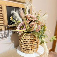 Fall Boho Pumpkin Table Centerpiece, Pampas Grass Centerpice, Wedding Centerpiece | Etsy (US)