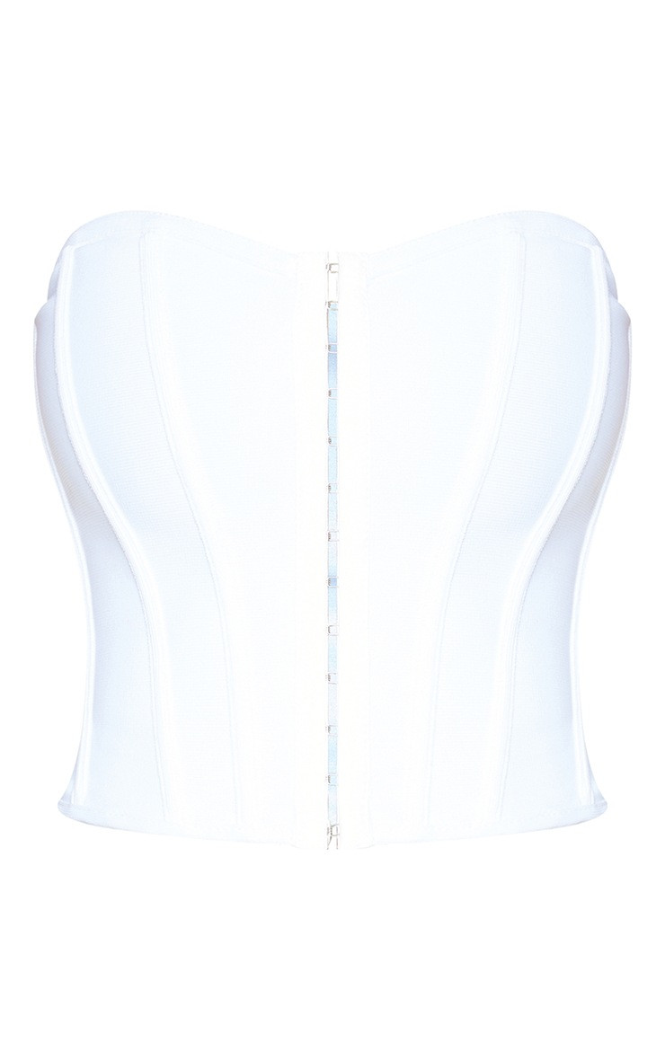 White Bandage Hook And Eye Structured Corset | PrettyLittleThing US