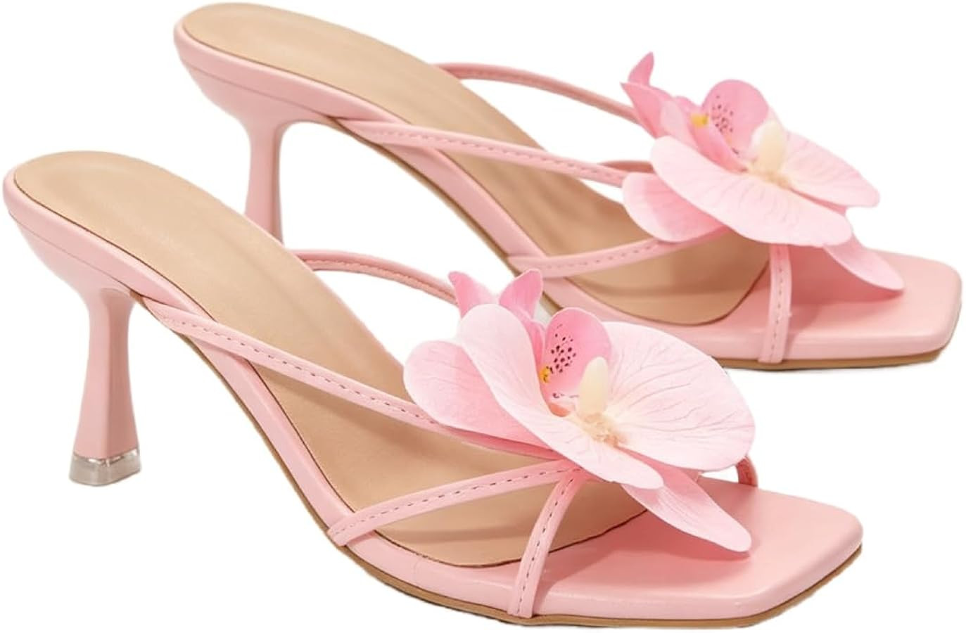 MakeMeChic Women's Open Toe Floral Kitten Heels Flower Summer Beach Sandals | Amazon (US)