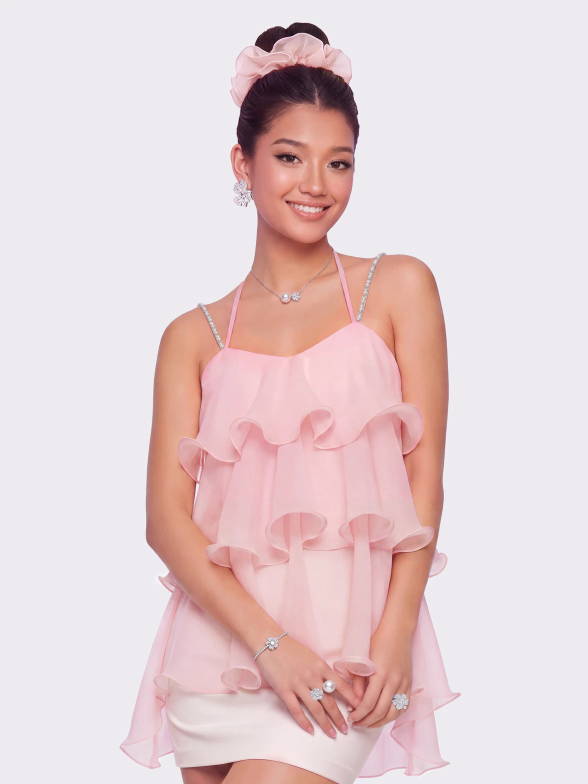 Fiona Crystal-Chain Pink Top | Nana Jacqueline | Nana Jacqueline