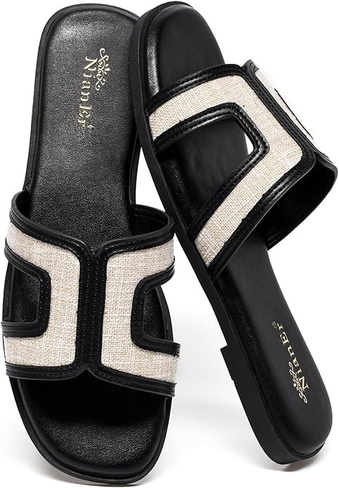 NianEr Womens Microfiber Leather Comfort Foam Support H Sandals Square Toe Dress Dressy Slip On C... | Amazon (US)