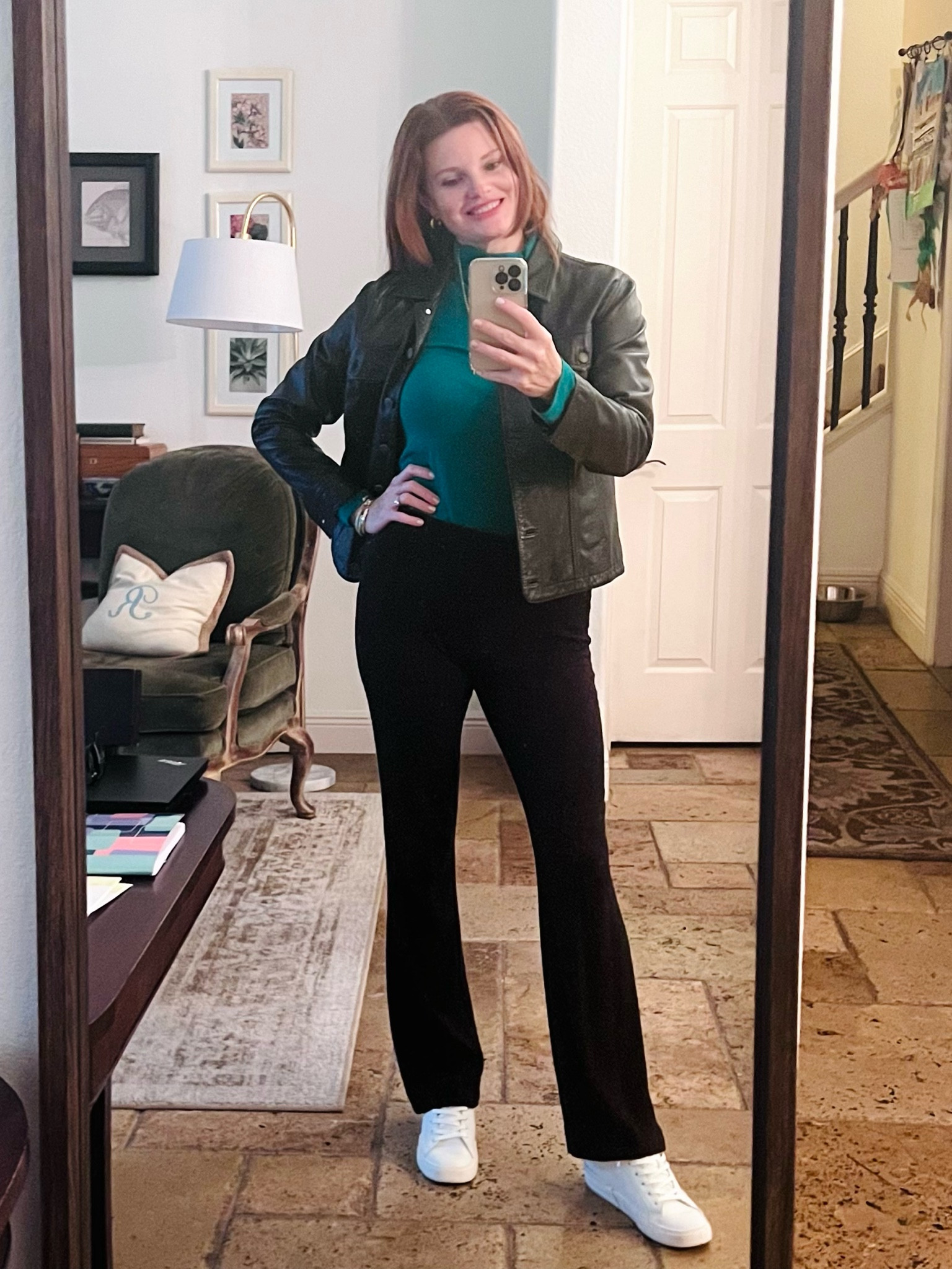 Thinking about getting some black pants? Try this pair. They are so comfortable! They look good enough to wear to out or to work, but they are so soft and have an elastic waist band. 

Black pants, black bootcut pants, bootcut pants, white sneakers, leather jacket, leather jacket outfit 

#LTKfindsunder100 #LTKover40 #LTKstyletip