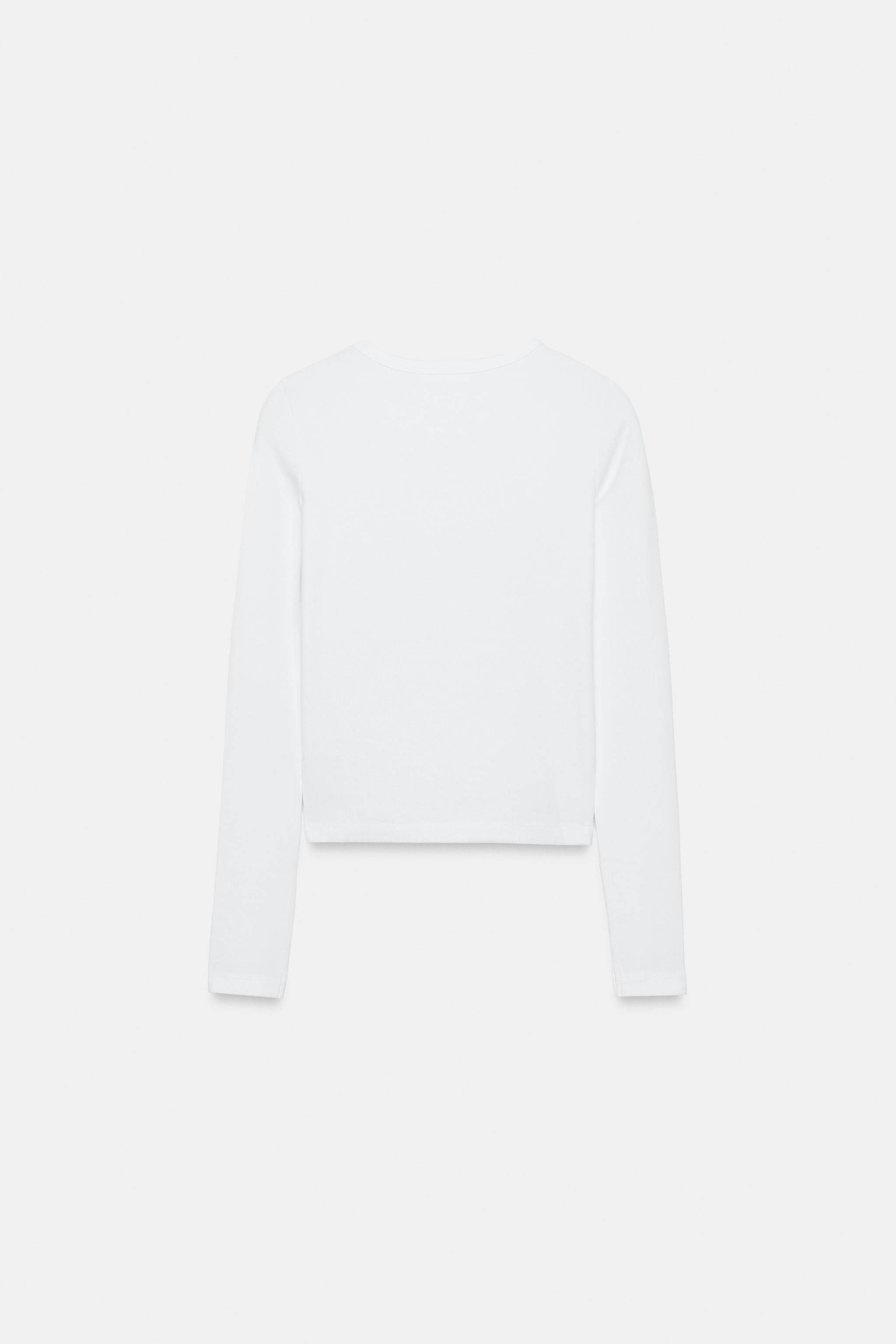 LONG SLEEVE COTTON T-SHIRT | Zara US