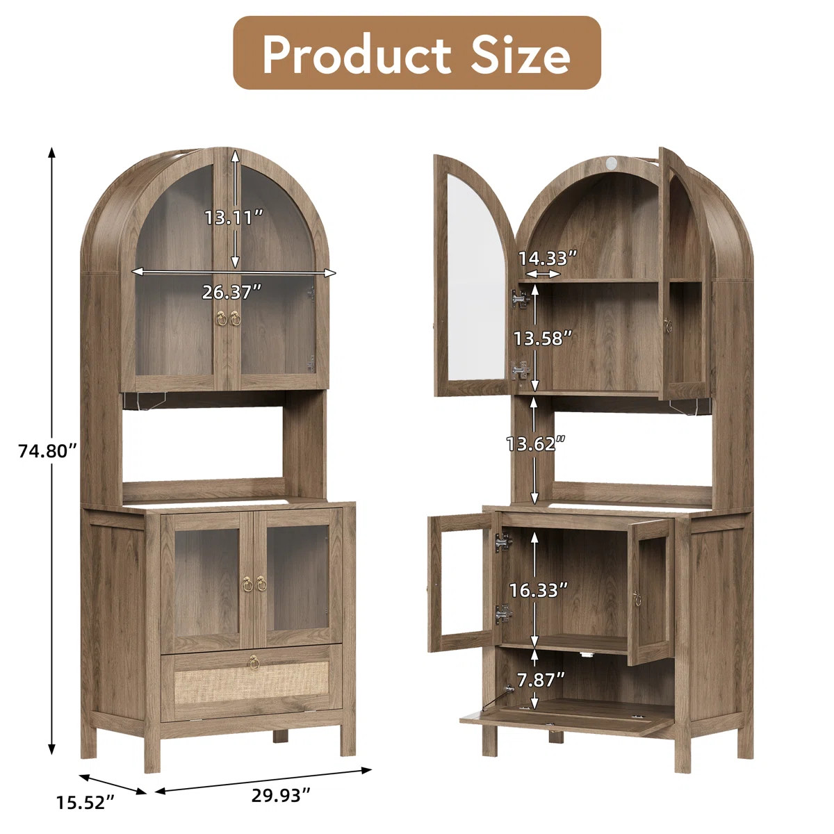 75" Tall Arched Kitchen Pantry Cabinet | Wayfair North America