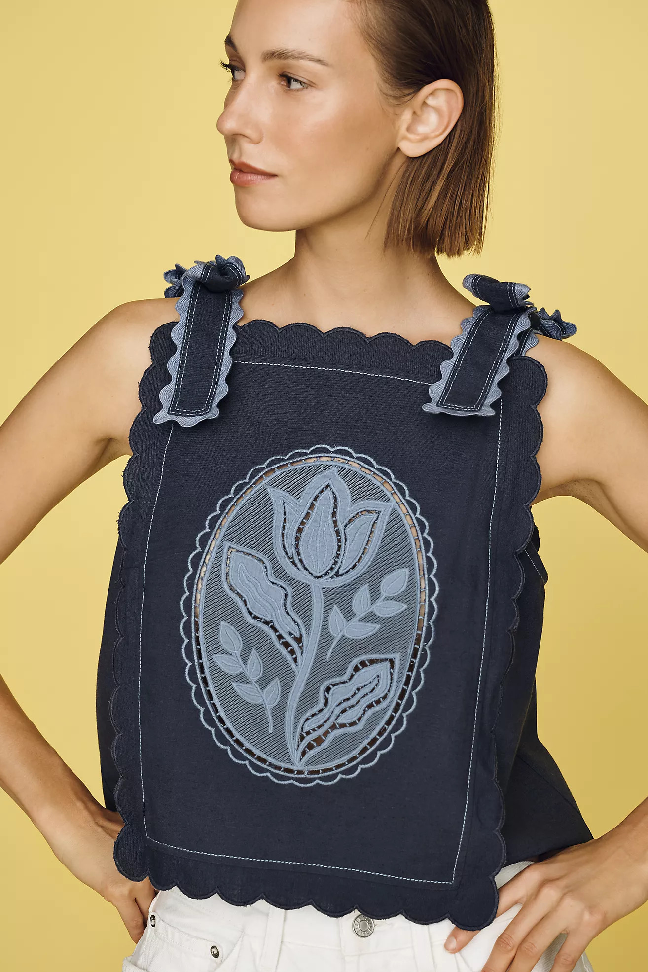 Maeve Cotton Linen Tie-Shoulder Tank | Anthropologie (US)