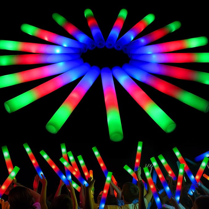 JOYIN 24 PCS LED Light Up Foam Sticks, Glow Sticks Party Favors Bulk with 3 Modes Color Flashing ... | Amazon (US)