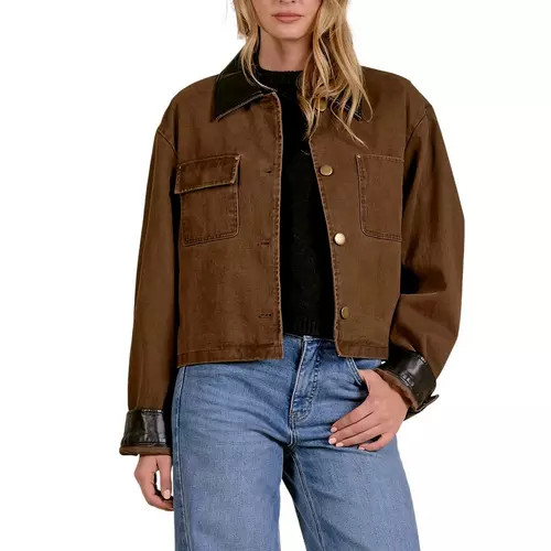 Women's Aura Mia Leather Trim Barn Cropped Jacket | Scheels Sports