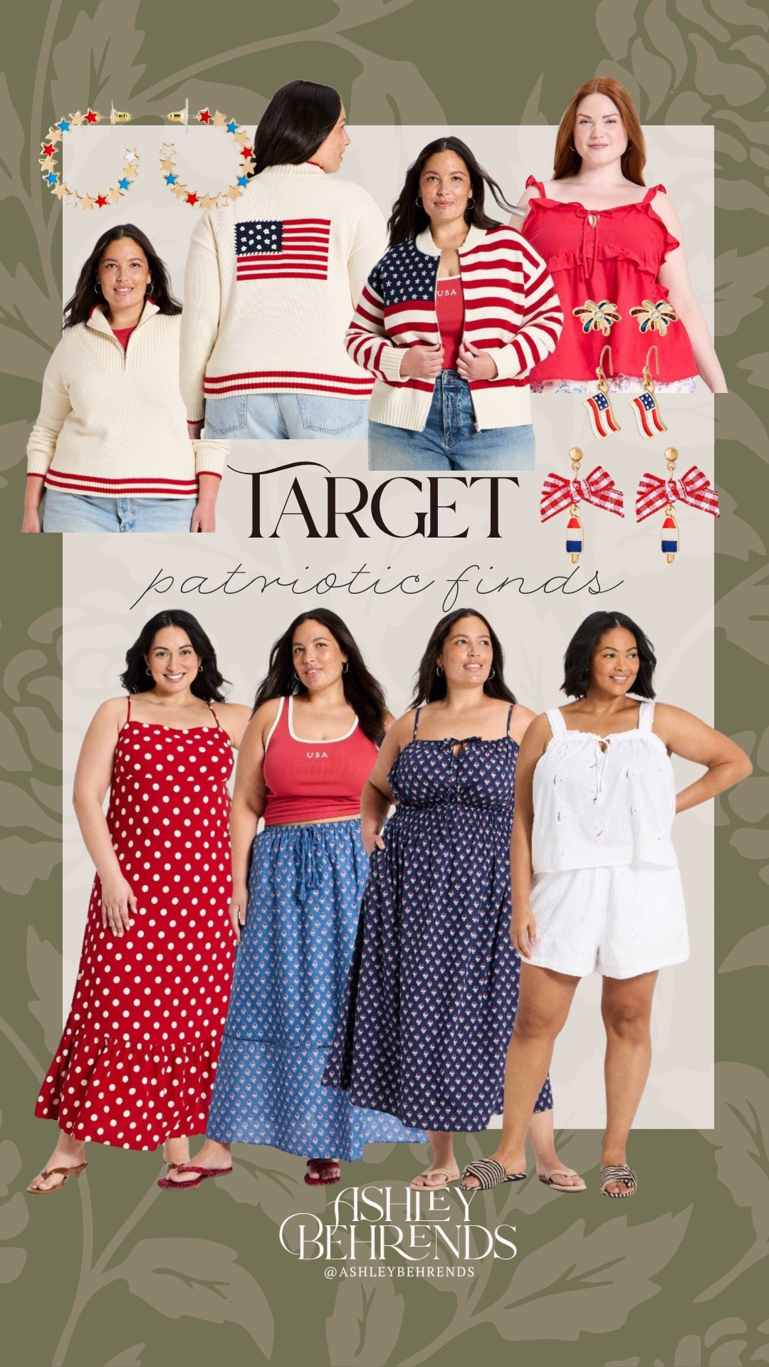 So many red, white and blue ❤️🤍💙 finds from @Target that are 100% plus size friendly. I love the gorgeous flat embroidery on the quarter zip sweater. This white linen look set looks like it’s from a much more expensive store and the earrings are adorable. 
Fourth of July outfit inspo, plus size floral skirt, white eyelet set

#LTKPlusSize #LTKSeasonal
