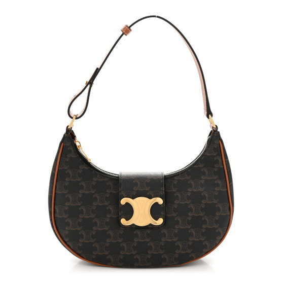 Celine: All/Bags/Shoulder Bags/CELINE Triomphe Canvas Calfskin Medium Strap Ava Triomphe Shoulder... | FASHIONPHILE (US)