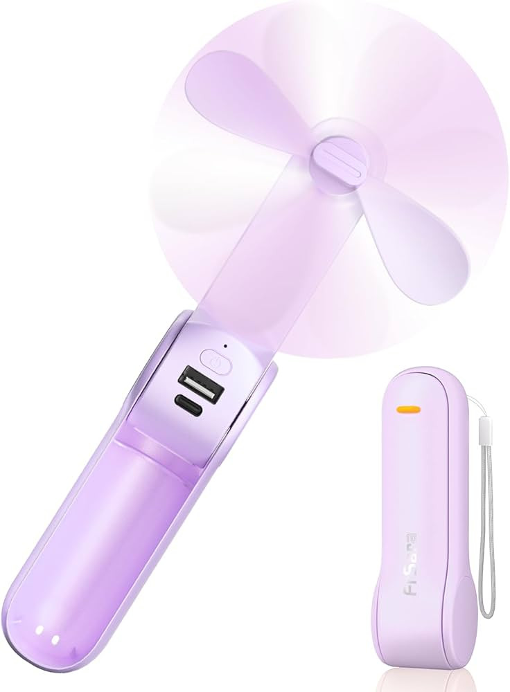 FrSara Portable Handheld Fan Rechargeable, USB Rechargeable Small Pocket Fan, 2000mAh Battery Wit... | Amazon (US)