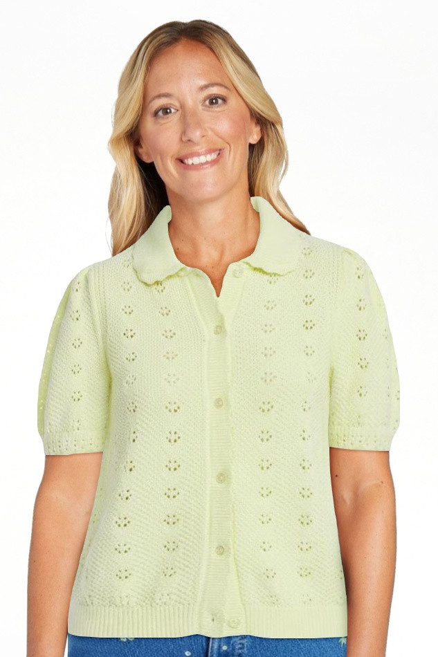 Free Assembly Women's and Women's Plus Cotton Pointelle Cardigan Sweater with Short Sleeves, Ligh... | Walmart (US)