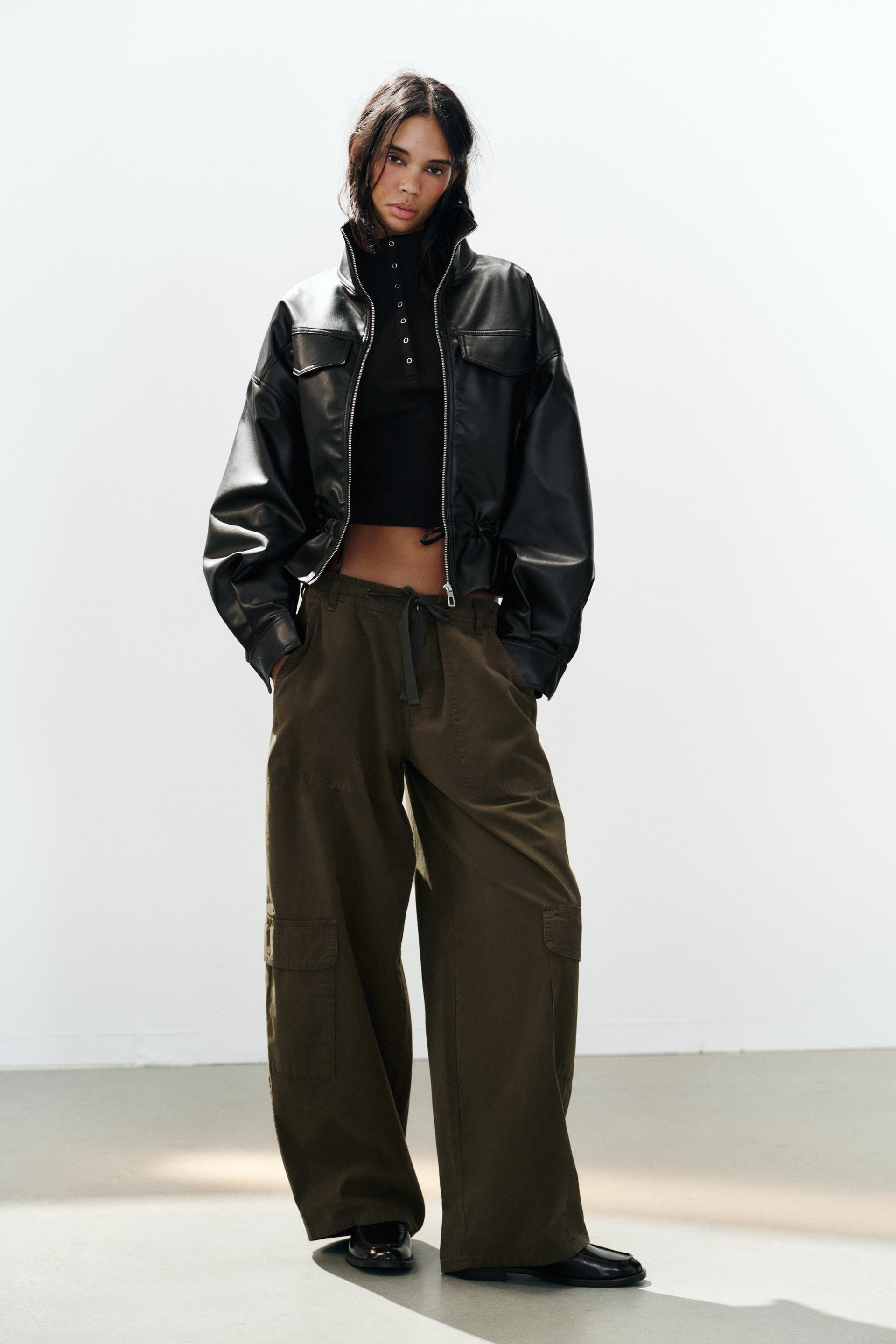 Zara - Faux Leather Adjustable Waist Jacket - Black - L - Woman | Zara US