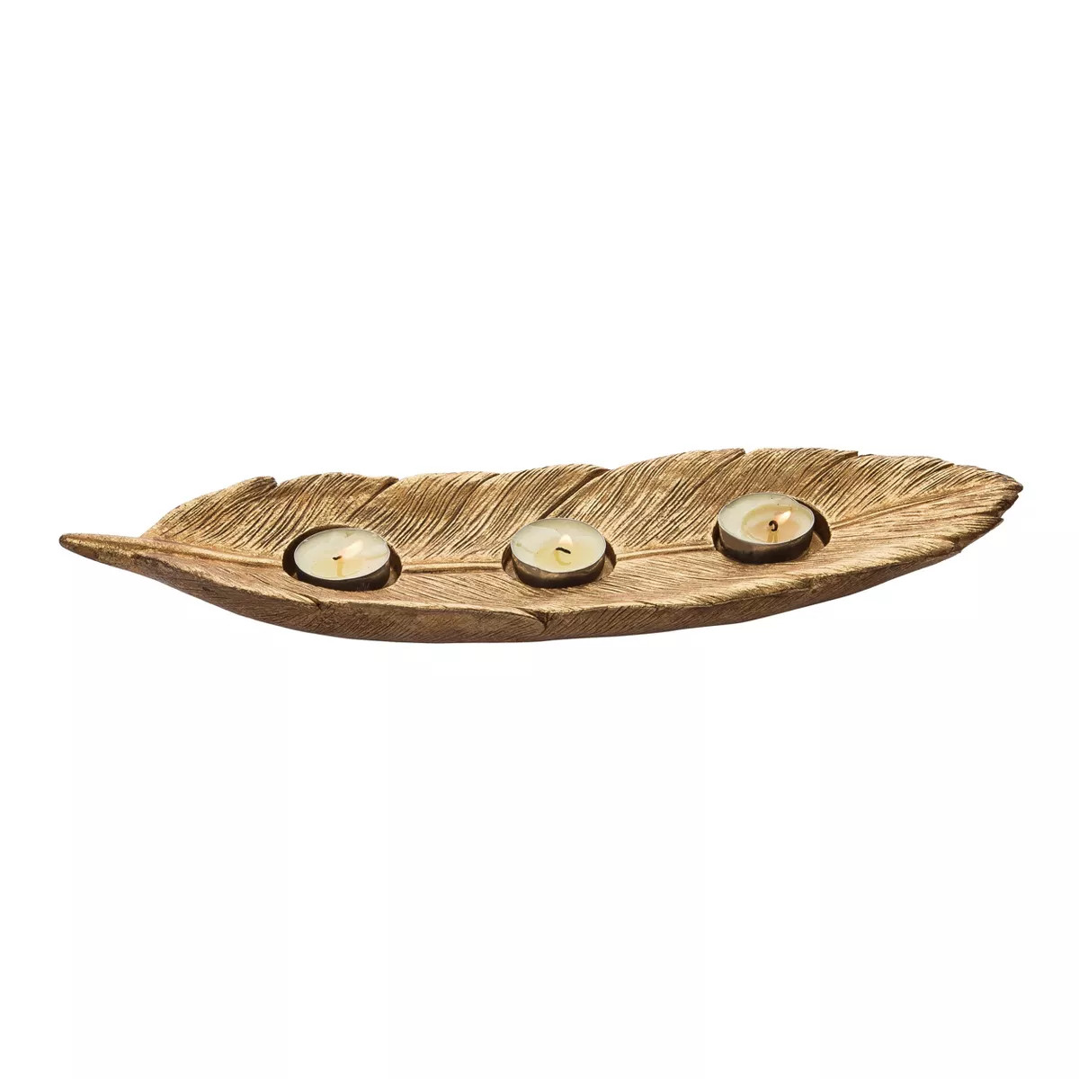 Transpac Resin 14.25 in. Gold Harvest Leaf Candle Holder | Target