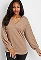 slouchy crochet trim pullover | Maurices