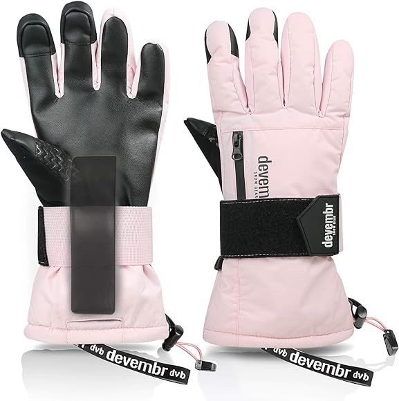Ski Gloves Waterproof, devembr Warm Snowboard Gloves with Wrist Guard, XS/S/M/L | Amazon (US)