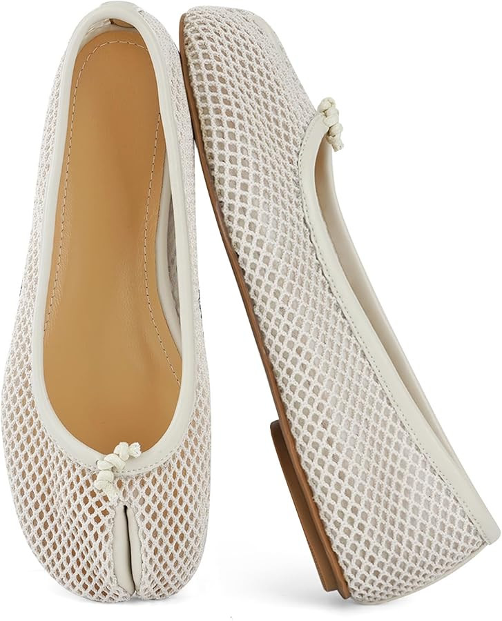 VBDB Mesh Ballet Flats for Women Split Toe Tabi Flats Wide Width Mesh Flats Low Heel Casual Balle... | Amazon (US)