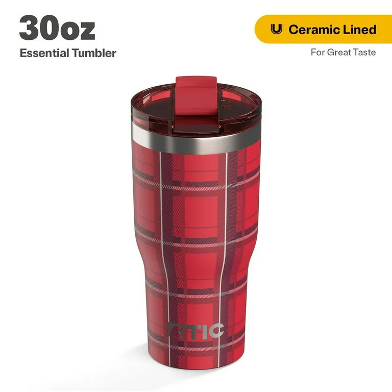 RTIC 30 oz Ceramic Lined Insulated Essential Tumbler, Leak-Resistant Lid, Christmas, Holiday, Red... | Walmart (US)