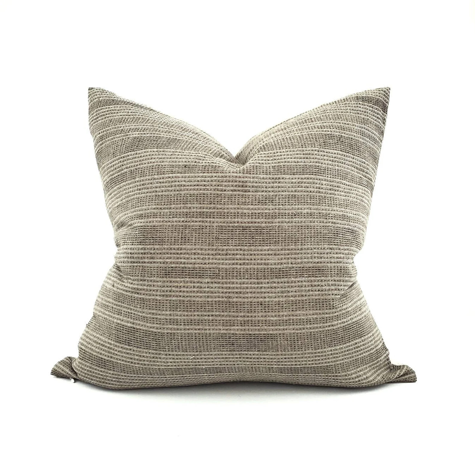 Hmong Pillow, Various Sizes Muted Olive Stitched Stripe Cotton Pillow Cover - Etsy | Etsy (US)