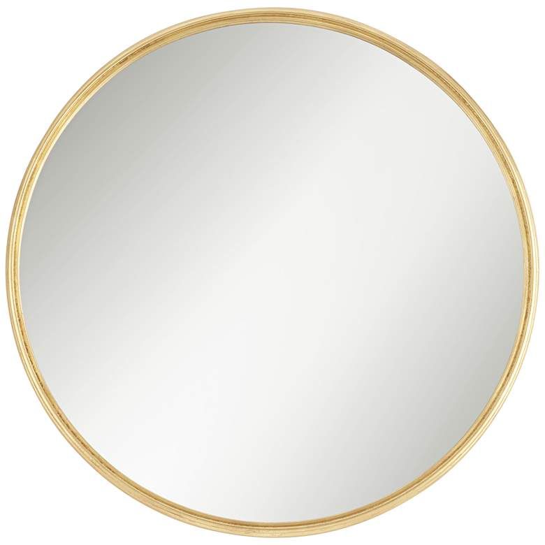 Trebuchet Metallic Gold Leaf 34" Round Wall Mirror - #497V1 | Lamps Plus | Lamps Plus
