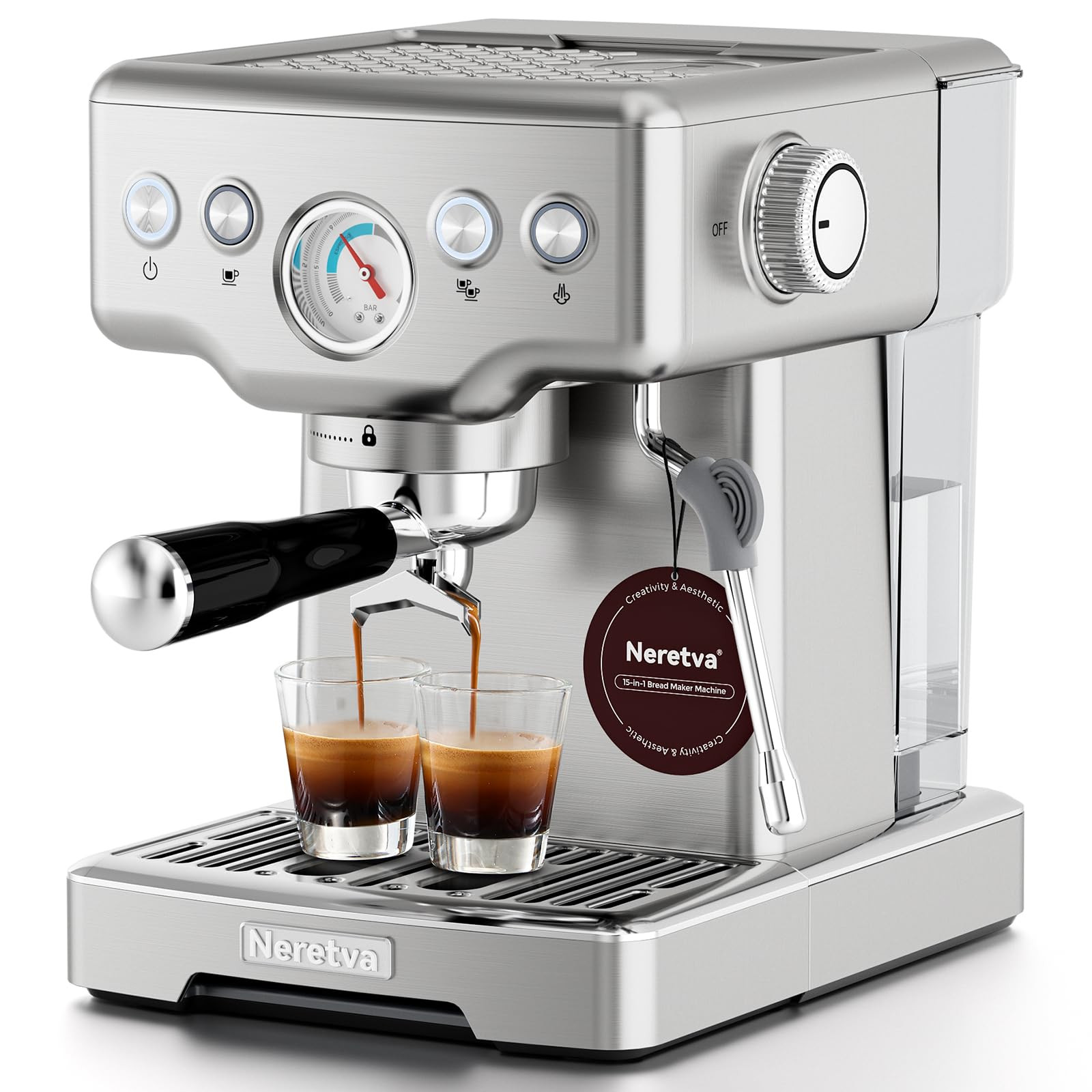 Neretva Espresso Machine, 15 Bar Espresso Coffee Machine with Visible Pressure Guage Professional... | Amazon (US)
