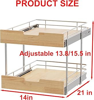 Sikarou Pull Out Cabinet Organizer,Heavy-Duty Slide Out Shelf, Wood and Wire Basket, Pull Out Dra... | Amazon (US)