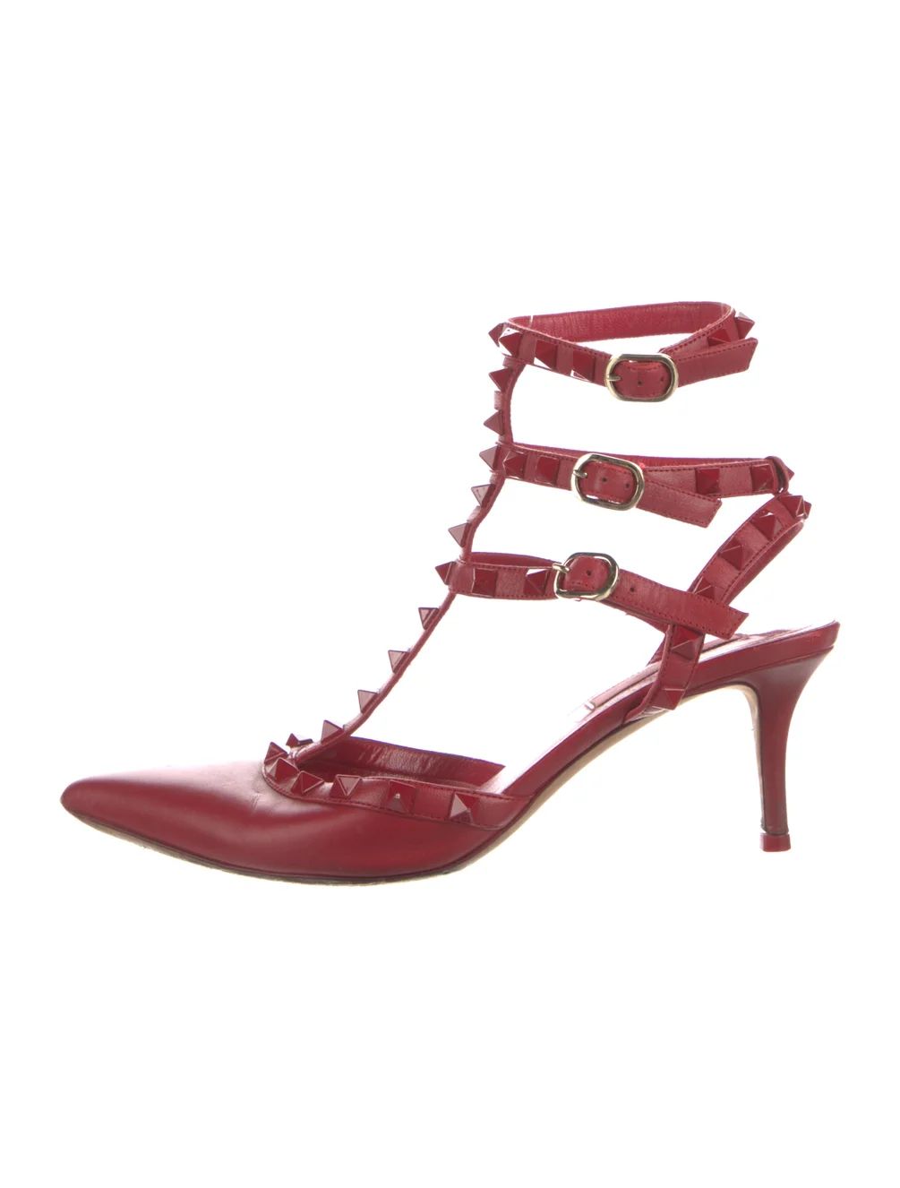 Rockstud Accents Leather T-Strap Pumps | The RealReal