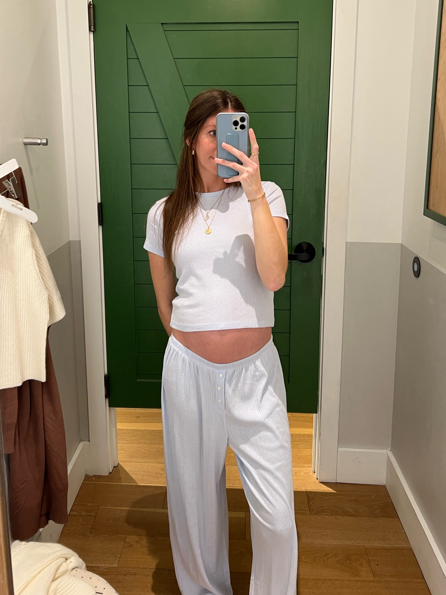 obsessed with pointelle sets lately 🩵 want this in every color!! Only have the tee in store right now - matching tank linked! 

#LTKSaleAlert #LTKBump #LTKStyleTip