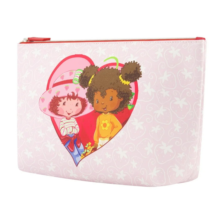 Strawberry Shortcake Women's Makeup Bag, Small Travel Cosmetic Zipper Pouch Organizer, Light Pink | Walmart (US)