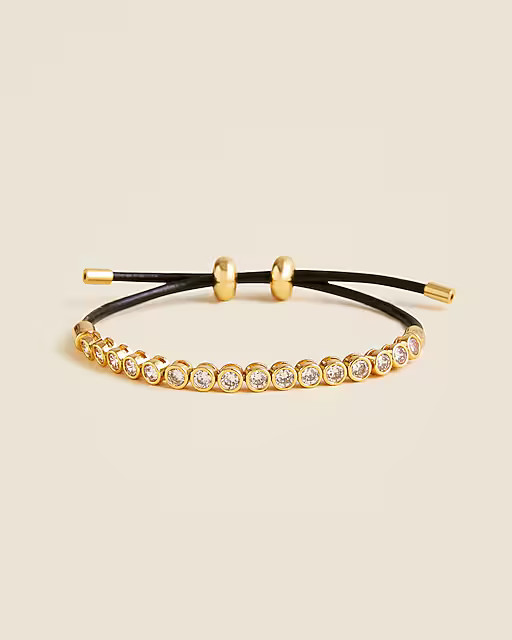 Leather and cubic zirconia bezel-set tennis bracelet | J. Crew US