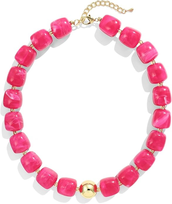 Colorful Chunky Necklaces for Women Multicolored Large Square Resin Beads Necklace Trendy Bold St... | Amazon (US)